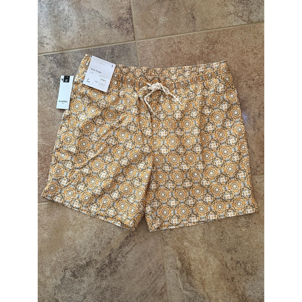 Goodfellow & Co. Men's 7" Gold Medallion Swim Trucks UPF 50+ Size L NWT